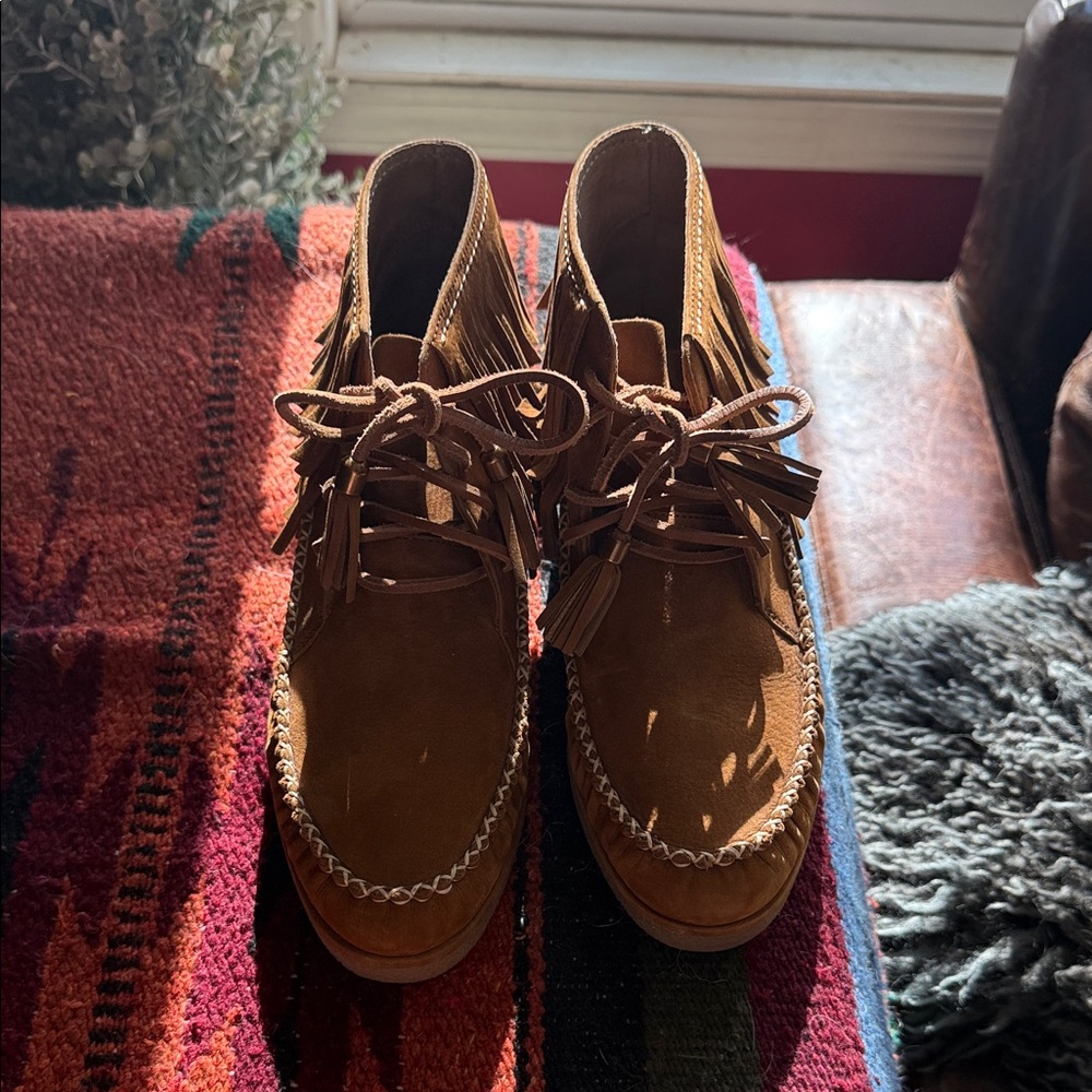 UGG Caleb Brown Fringe Leather Ankle Boots